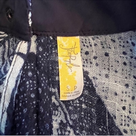 Free People Boho Festival Beachy Baby Ride Easy Elephant Tank SZ S Blue/White - Picture 12 of 12